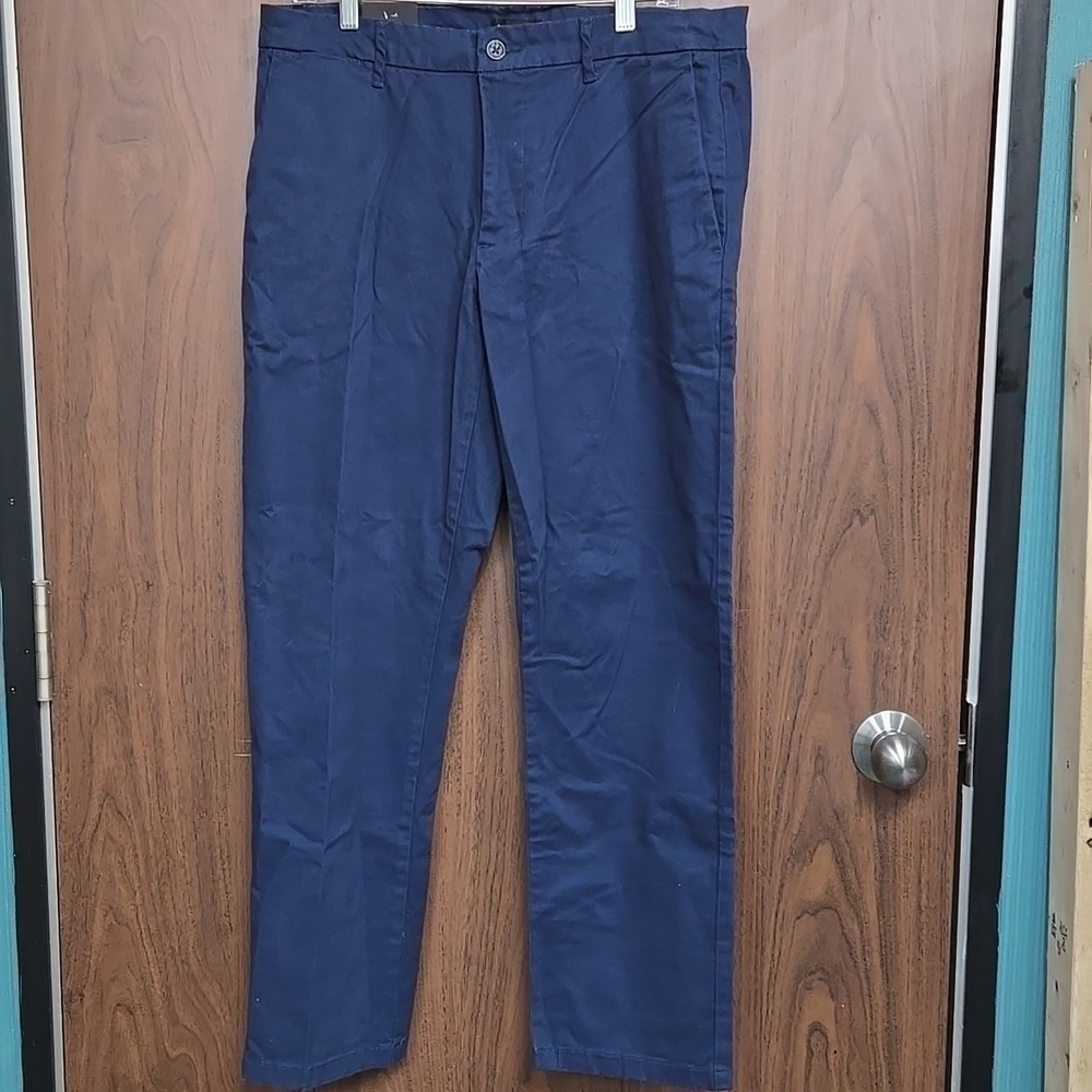 Banana Republic Navy Blue Cotton Chino Straight Leg Pants